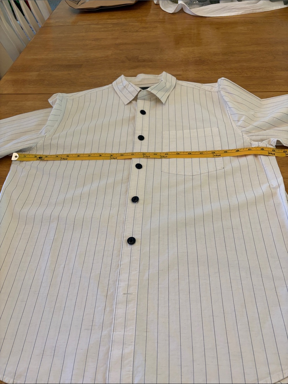 Banana Republic Cream Pinstripe Button-Down with Black Buttons - Picture 9 of 13